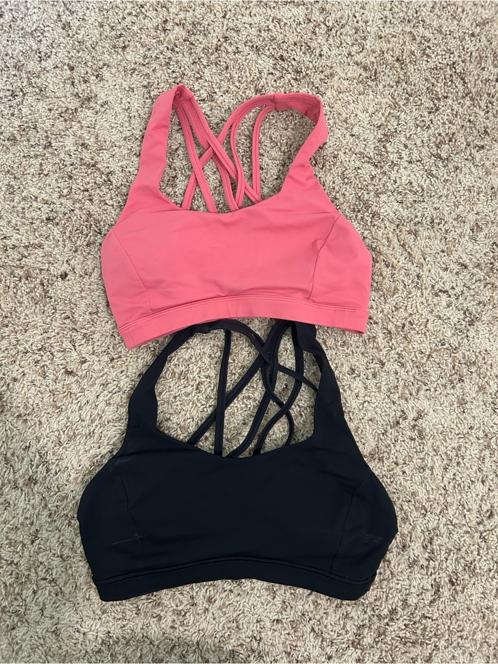 Bundle of Lululemon Energy Bra Black and Coral Size 2/4